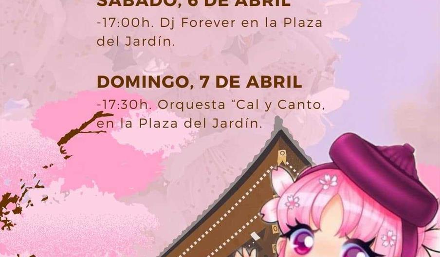 Arco floral montado durante el Sakura